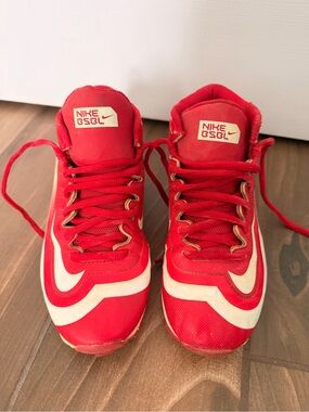 Nike Kids Red and White baseball cleats